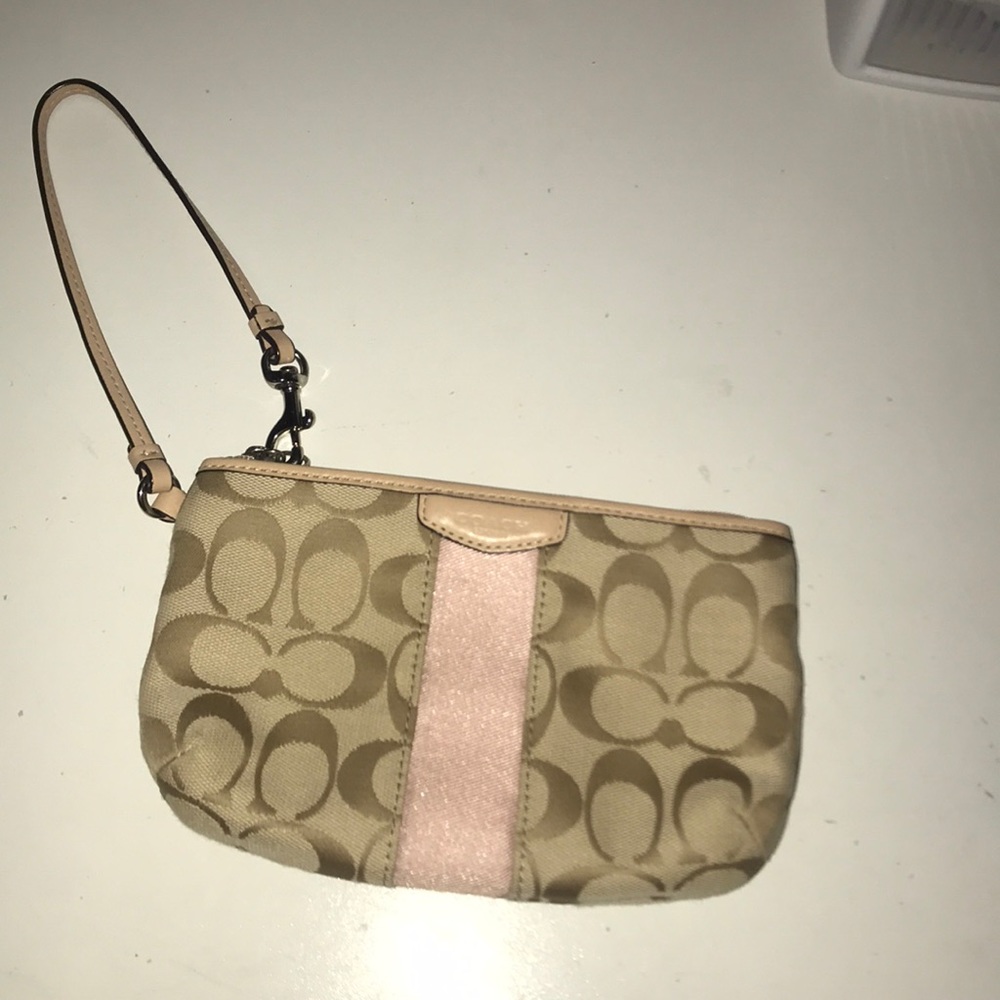 Y2K Coach Beige/Pink Wristlet NWOT